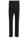 Gucci Dark Gray Cashmere-wool Tailored Pants With Refined Texture In Black