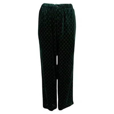 Pre-owned Gucci Dark Green 2021 Gg Devore Velvet Pajama Pants Xs