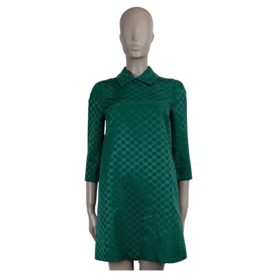 Pre-owned Gucci Dark Green 2021 Gg Lightweight Canvas Mini Dress 40 S