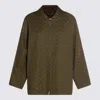 Gucci Gg Monogram Leather-trimmed Oversized Jacket In Green