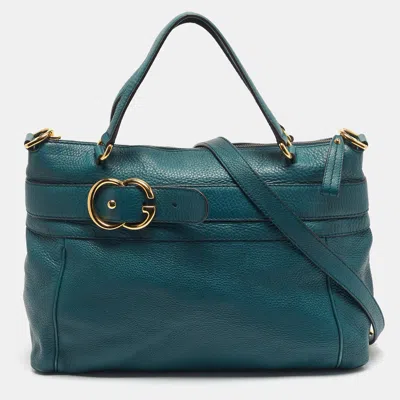 Pre-owned Gucci Dark Green Leather Gg Ride Tote