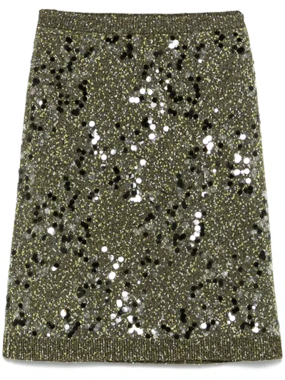 Gucci Dark Green Viscose And Tweed Blend Skirt Women