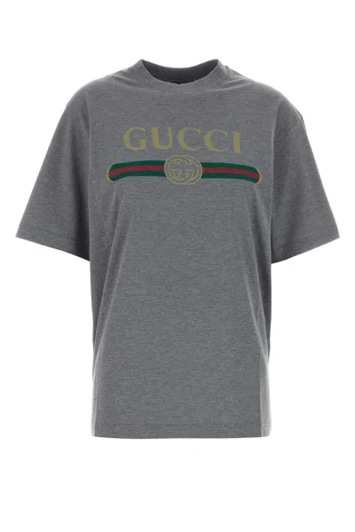 Gucci Dark Grey Cotton Blend T Shirt In Gray