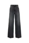 Gucci Denim Wide Leg Trousers Belt Loops Pockets In Gray