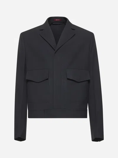 GUCCI DARK GREY EMBOSSED WOOL GABARDINE JACKET