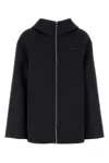 Gucci Wool Blend Jacket With Hood And Pockets In Dark Grey