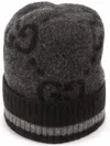 Gucci Men Cashmere Hat With Gg In Brown