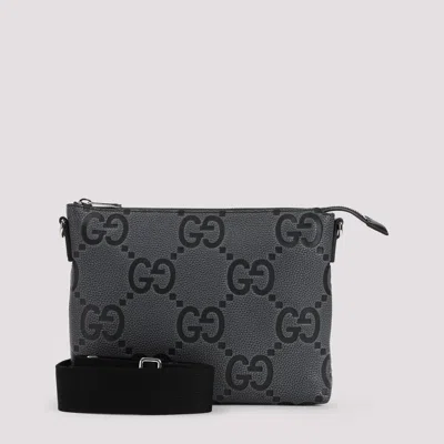 Gucci Dark Grey Leather Jumbo Gg Medium Messenger Bag