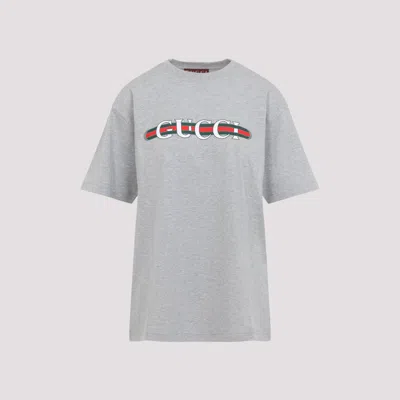 Gucci Dark Grey Logo Cotton T-shirt In Gray