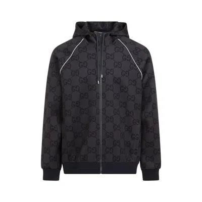Gucci Jumbo Gg Zipped Jacket In Grey,dark Grey