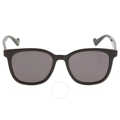 Gucci Dark Grey Square Unisex Sunglasses Gg1001sk 001 55 In Black / Dark / Grey