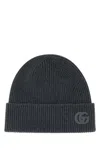 Gucci Dark Grey Cashmere Beanie Hat In Gray