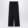 Gucci Dark Grey Wool Wide Trousers Women In Gray