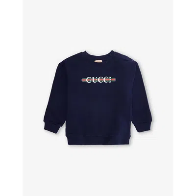 GUCCI DARK NIGHT SKY/MC BABY LOGO-PRINT COTTON-JERSEY SWEATSHIRT 12-