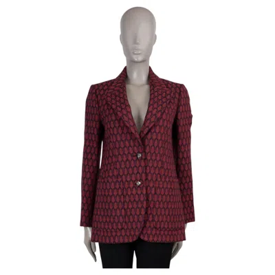 Pre-owned Gucci Dark Red & Blue Wool 2016 Geometric Jacquard Blazer Jacket 42 M