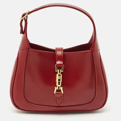 Pre-owned Gucci Dark Red Leather Jackie 1961 Mini Shoulder Bag