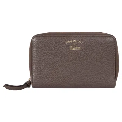 Pre-owned Gucci Dark Taupe Leather Swing Zip-around Wallet In Brown
