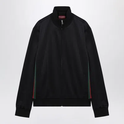 Gucci Dark Blue Technical Jersey Sweatshirt Men In Black