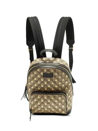 Pre-owned Gucci Day Bees Embroidered Backpack In Neutral