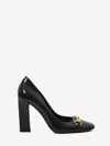 Gucci Signora Pumps Block Heel Gold Tone Hardware In Black