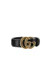 Gucci Glossy Finish Regular Belt With Bold Double G Buckle In Black