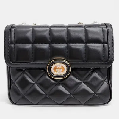 Pre-owned Gucci Deco Small Shoulder Bag In Black