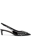 Gucci Crystal Chain Embellished Patent Pointed Pumps In Multi
