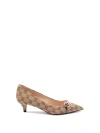 Gucci Women Beige And Dark Brown Gg Canvas Pumps With Horsebit In Brown