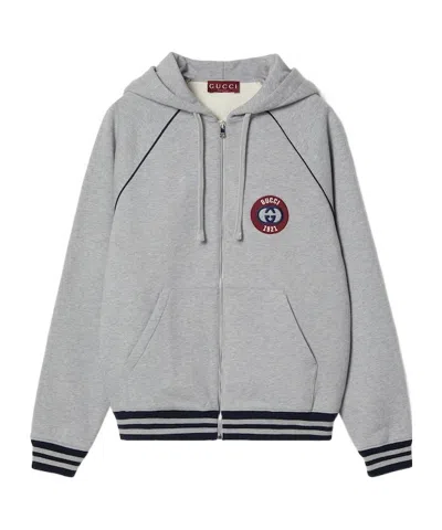Gucci Decorated Felt Hoodie In Gray