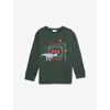 Gucci Deep Blitz/mc Brand-print Crewneck Cotton-jersey Sweatshirt 4-8 In Green