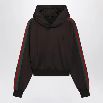Gucci Deep Chocolate Cropped Sweatshirt In Stretch Jersey In Brown