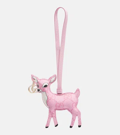 Gucci Deer Gg Bag Charm In Pink