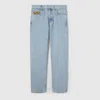 Gucci Jeans With Gg Canvas Details In Blue