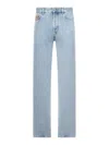 Gucci Men Light Blue Jeans With Gg Detail On The Pocket And Logo Patch On The Rear In Denim Man In Blue