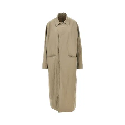 Gucci Delavé Nylon Long Trench Coat In Green