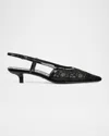 Gucci Demi Crystal Mesh Slingback Pumps