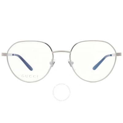 Gucci Demo Oval Men's Eyeglasses Gg1458o 003 52 In Silver