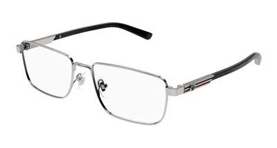 Gucci Demo Rectangular Men's Eyeglasses Gg1964o 001 55 In ["silver Tone"]