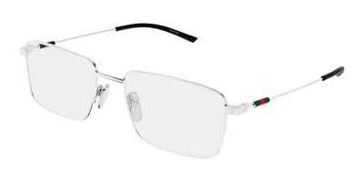 Gucci Demo Rectangular Men's Eyeglasses Gg2098o 001 55 In ["silver Tone"]