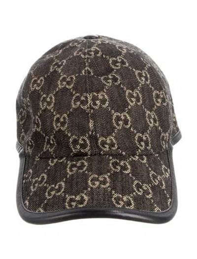 Pre-owned Gucci Denim Baseball Cap In Black