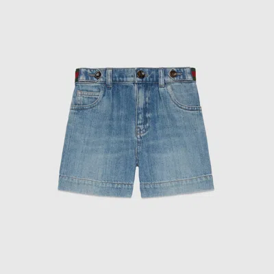 Gucci Kids' Kinder-bermudashorts Aus Denim In Blue
