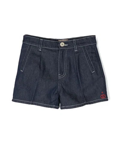Gucci Kids' Denim Bermuda Shorts In Blue