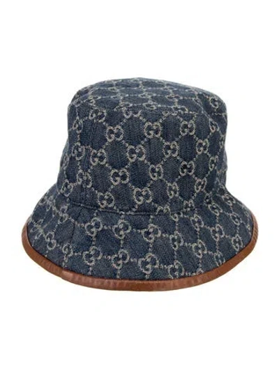 Pre-owned Gucci Denim Bucket Hat In Black