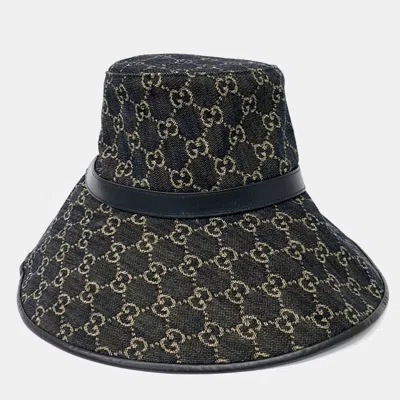 Pre-owned Gucci Denim Bucket Hat In Black
