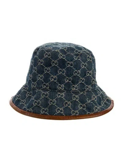 Pre-owned Gucci Denim Bucket Hat In Blue
