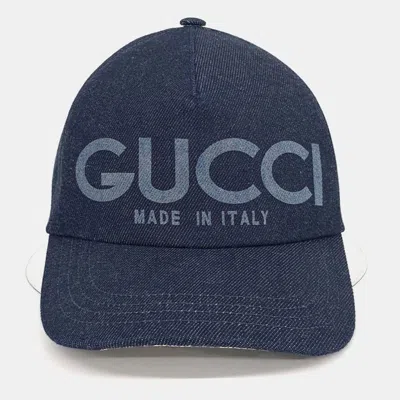 Pre-owned Gucci Denim Cap In Blue
