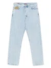 Gucci Washed Denim Pant With Gg Insert In Blue
