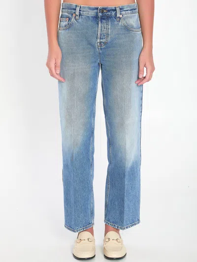 Gucci Denim Cotton Jeans In Blue