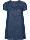 GUCCI INDIGO DENIM MINI DRESS WITH HORSEBIT DETAIL