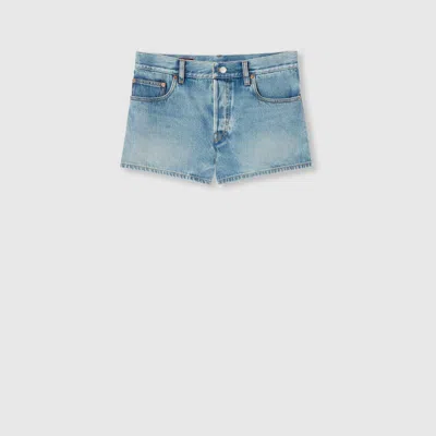 Gucci Denim Cotton Shorts In Blue